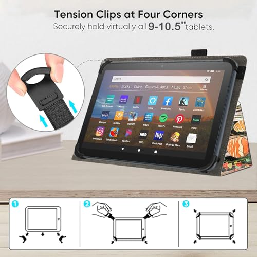 Universal 10 10.1 Inch Android Tablet Case,Slim Folding Stand Cover for All 9"-10.5" Touchscreen Tablet Case with Stylus Pen Holder,Mushroom - color: Mushroom