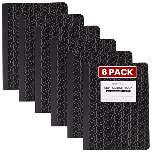 Composition Notebook, 80 Sheets / 160 Pages, 9.34 x 7.12 Inch, Ruled Paper, Durable Composite Cover Notebook for School, College & Office- Pack of 6 - size: Pack of 6