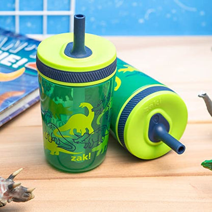 Zak Designs Dino Camo Kelso Tumbler 3pc Set, Leak-Proof Screw-On Lid with Straw, Bundle for Kids Includes Plastic and Stainless Steel Cups with Additional Sipper - color: Dino Camo, size: 3 Piece Set (Pack of 1)