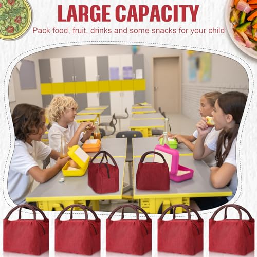 Chunful 12 Pcs Lunch Bags Bulk Reusable Insulated Lunch Box Bags with Aluminum Leakproof Tote for School Students Kids Women Men Children Adult Office Work Employees Travel - color: Wine Red