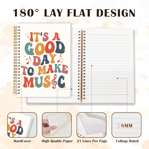 Groovy Music Teacher Spiral Notebook 5.5x8.3, Musician Gifts Journal for Writing, It's a Good Day to Make Music Notebook Journal for Note Taking, Musical Office School Supplies - color: Groovy Music Teacher