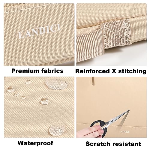 LANDICI 360°Protective Laptop Sleeve Case 14 15 Inch, Waterproof Slim Computer Cover Bag Compatible with MacBook Air M2 15, MacBook Pro 14/15, Chromebook 14/15, Asus vivobook 14, Apricot - color: Apricot, size: 14-15 Inch