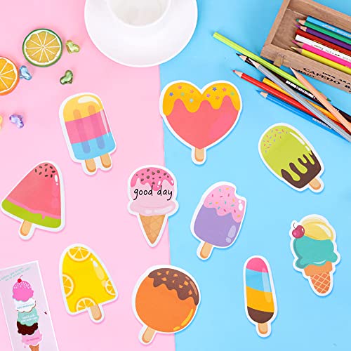 Xqumoi 30 Pack Ice Cream Sticky Notes Summer Office School Class Supplies | Fruit Popsicle Self-Sticky Memo Pads, Page Marker Notepads, for Student Kids, Birthday Party Favors, Goodies Bag Fillers - style: Popsicle