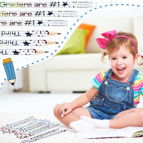 Tenceur 24 Pcs 3rd Graders Pencils Bulk Motivational Pencils with Erasers Inspirational Pencil with Back to School Supplies for Kids Student Teacher Classroom Reward - style: 3rd Graders