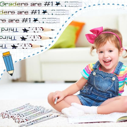 Tenceur 24 Pcs 3rd Graders Pencils Bulk Motivational Pencils with Erasers Inspirational Pencil with Back to School Supplies for Kids Student Teacher Classroom Reward - style: 3rd Graders