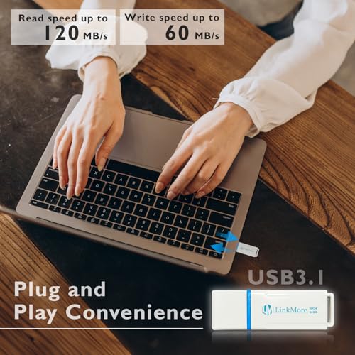 LinkMore 64GB NR34 USB3.2 USB 3.1Flash Drive, Read up to 120MB/s, Write up to 60MB/s, Thumb Drive - color: White(NR34- High Speed), size: 64GB