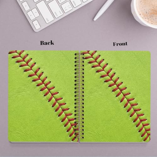 Softball Print Spiral Notebook, Unique Gifts for Softball Fans,5.8x8.3 Inch | Sport Themed Journal With Red Stitching Pattern, A5 Lined Notebook, Daily Planner Memo Notepad For Classroom Office Home - color: Softball Stitch