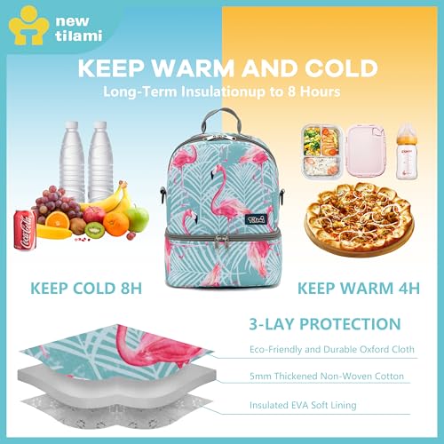 NEW TILAMI Kids Lunch Bag Double Insulated for tilami Rolling Backpack Girls Boys forTravel School Picnic, Tropical Flamingo Teal - color: Tropical Flamingo Teal