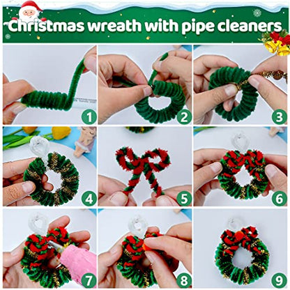 Iooleem 200pcs Christmas Green Pipe Cleaners, Chenille Stems, Pipe Cleaners for Crafts, Pipe Cleaner Crafts, Art and Craft Supplies. - color: Christmas Green, size: Small Pack