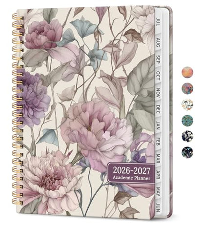 Planner 2026-2027, Academic Year Weekly and Monthly Calender Planner, from Jul 2026 - Jun 2027, Spiral Bound School Planning Book, Perfect for Teacher, Student, Women & Men, A5 (6.3" x 8.5"), Soft Peony - color: N-Soft Peony, size: (6.3"x8.5")a5