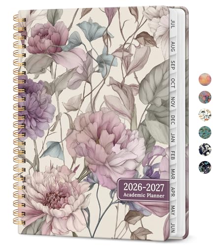 Planner 2026-2027, Academic Year Weekly and Monthly Calender Planner, from Jul 2026 - Jun 2027, Spiral Bound School Planning Book, Perfect for Teacher, Student, Women & Men, A5 (6.3" x 8.5"), Soft Peony - color: N-Soft Peony, size: (6.3"x8.5")a5