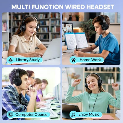 Kids Headphones 2 Pack for School Classroom Students Teens Children Toddler Boys Girls and Adult (HY450, 2 Black) - color: Black, size: 2 Pack