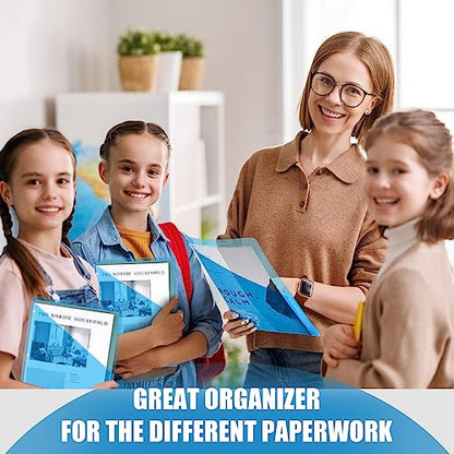 Seajan 48 Pcs Pocket Folders for 3 Ring Binder Clear Plastic Folders Sleeves with 2 Pockets 3 Hole Punch Binder Dividers Poly Slash File Jackets for Office School Document Organizer (Blue) - color: Blue
