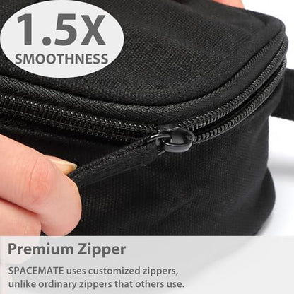 SPACEMATE Pencil Case Pouch Box Bag School Supplies Girls Boys Kids, Cute Preppy Stuff Large Big Capacity Aesthetic Pen Organizer, Back to College Stationary, Coal Black, Heavy Duty Canvas, 1800ml - color: Coal Black
