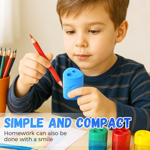 Pencil Sharpeners with Lid, Dual Holes Handheld Pencil Sharpener Manual for Standard and Jumbo Pencils, Compact Cute Sharpener for Kids Adults Students School Home Office (4*Triangle) - color: 4*triangle