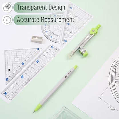 Mr. Pen- Geometry Set, 7 pcs, Compass for Geometry Compass Math | Geometry Kit with Storage Box, Math Compass, Geometry Set for School, Protractor and Compass Set, Drawing Tools, Ruler Set