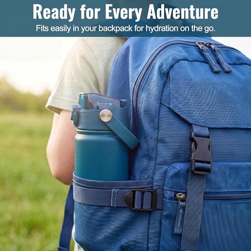 OLDLEY 18oz Insulated Water Bottle with 2-in-1 Straw & Chug Lid, Leakproof Stainless Steel Bottle, Cup Holder Friendly Vacuum Water Bottle for Travel, and School,Emerald Green - color: Emerald Green