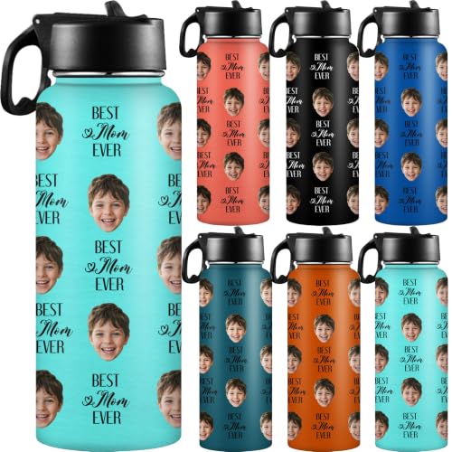 D-Story Personalized Water Bottle with Straw Lid - Custom Face Photos & Text to Prevent Loss, 18 oz Leak-Proof Stainless Steel Insulated Flask, Picture Gifts for Birthday Anniversary Back to School - color: Face Picture