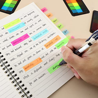 600 Pieces Sticky Index Tabs Page Flags, ALOTCHE Transparent Sticky Notes Book Sticky Tabs for Annotating Books, Neon Pop Up Index Tabs Self-Adhesive Page Marks for Classify File - style: Black Box 600 Sheets