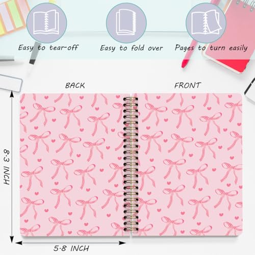 2 Packs Pink Bow Spiral Notebook College Ruled Trendy Notebook Journal Preppy Coquette Stuff Gifts for Women Teen Girls Journals for Writing Journaling Notebooks Office Classroom Supplies - color: Multi 1311
