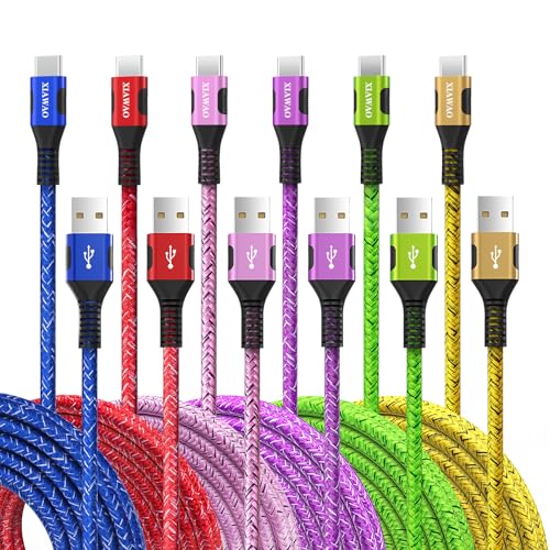XIAWAO USB to USB C Cable, (6Pack) Type C Charger Cord Fast Charging for iPhone 17 16 15, Samsung Galaxy S25 S24 S23 A56 A36 A16 A17, Moto g, Pixel 10 9 - size: 5ft+5ft+5ft+5ft+8ft+8ft
