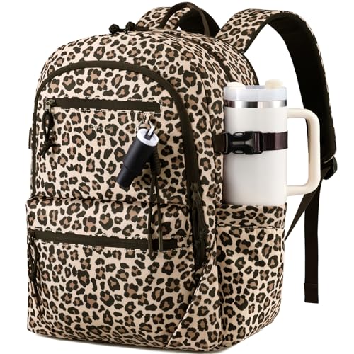 LOVEVOOK Laptop Backpack with Cute Pendant,15.6 Inch Travel Work Backpack Computer Laptop Bag with Large Cup Holder,Waterproof Nurse Teacher College Backpack Purse,Gifts for Women & Men, Leopard print - color: Leopard Print, size: 15.6 Inch