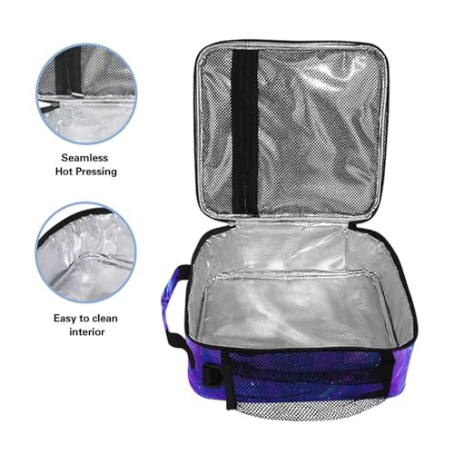 ALAZA Wolf Lunch Box Galaxy Lunch Box Starry Wolf Insulated Lunch Bag Cooler Bag with Shoulder Strap Thermal Meal Tote Kit for School Picnic - color: B06