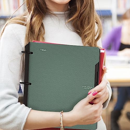 Five Star Flex Refillable Notebook + Study App, College Ruled Paper, 1-1/2 Inch TechLock Rings, Pockets, Tabs and Dividers, 300 Sheet Capacity, Color Will Vary (29328)