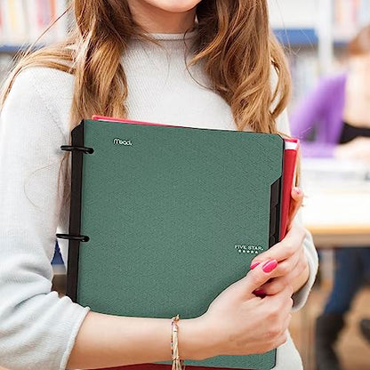 Five Star Flex Refillable Notebook + Study App, College Ruled Paper, 1-1/2 Inch TechLock Rings, Pockets, Tabs and Dividers, 300 Sheet Capacity, Color Will Vary (29328)