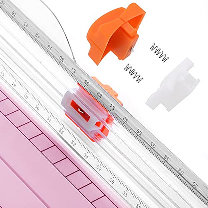 Firbon A4 Paper Cutter 12 Inch Titanium Straight Paper Trimmer with Side Ruler for Scrapbooking Craft, Paper, Coupon, Label, Cardstock(Pink) - color: Pink