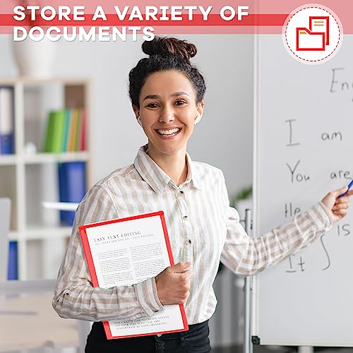 Henoyso 400 Pcs Take Home Folders 2 Inside Pockets, Parent Teacher Communication Folder for Students Homework with Clear Front Pocket Heavy Duty, School Classroom Supplies, 11.8 x 9.45 Inch (Red) - color: Red