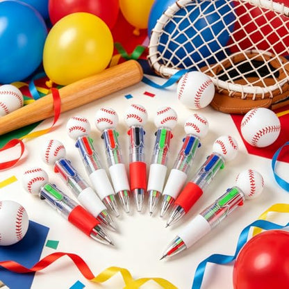 Oneshow 18PCS Baseball Party Favors Pen Mini Multicolor Teacher Reward Pens | Fun Bulk 3D Baseball 4-in-1 Ballpoint Pen for Birthday Gifts, Cute Classroom Prizes, Back to School, Goodie Bag Fillers - style: Baseball-18PCS