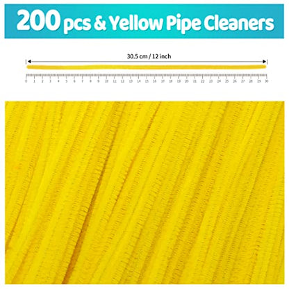 Iooleem 200pcs Yellow Pipe Cleaners, Chenille Stems, Pipe Cleaners for Crafts, Pipe Cleaner Crafts, Art and Craft Supplies. - color: Yellow, size: Small Pack
