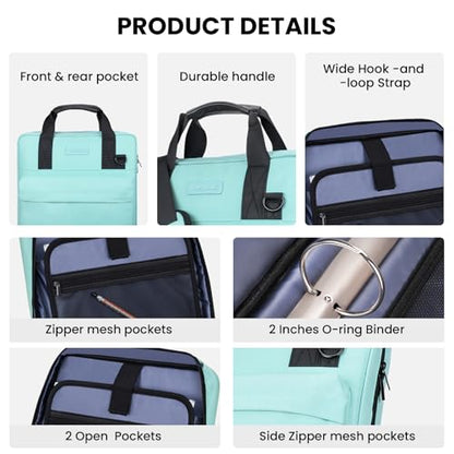 3 Ring Zipper Binder, Durable School Zip Binder, 2" 500 Sheets | Sturdy organizer with strap & pockets fits laptops. Internal pouch keeps daily tech gear easy to carry. - color: Blue