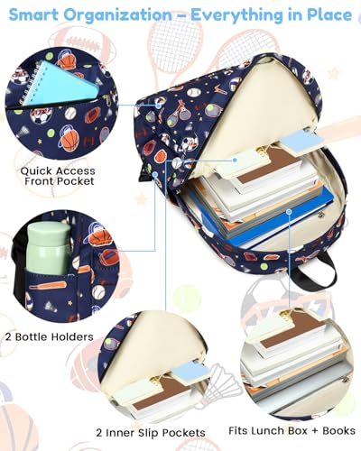 CAMTOP Backpack for Kids, Boys Girls Preschool Backpacks with Lunch Box Toddler Kindergarten School Bookbag Set (Blue Classic Balls) - color: Blue Classic Balls