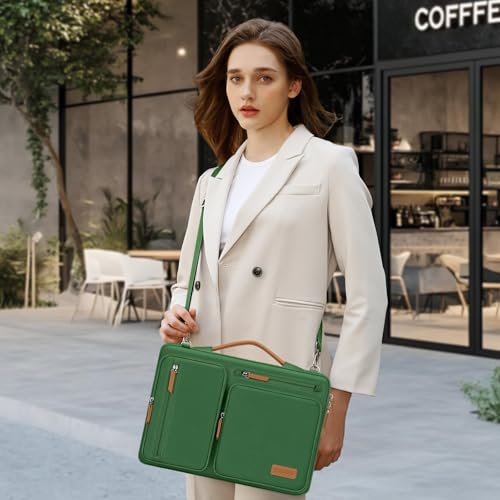 MOSISO 360 Protective Laptop Shoulder Bag,15-15.6 inch Computer Bags Compatible with MacBook Pro 16 inch, HP, Dell, Lenovo, Asus Notebook,Side Open Messenger Bag with 4 Zipper Pockets, Jungle Green - color: Jungle Green, size: 16 inch