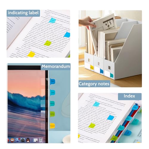 Golcellia 6 Pcs Sticky Tabs - 600 Sheets 5 - Color Notebook Index Tabs - Sticky Flags, Page Tabs - Durable Divider & Binder Tabs for Books & Bibles - color: Classic-02