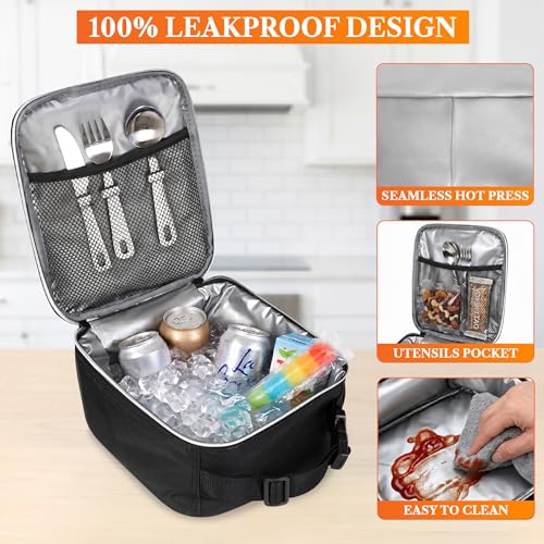 opux Insulated Lunch Bag for Kids Boys Girls, Small Compact Lunch Box with Wide Opening & Mesh Pockets, Reusable Lunch Pail for School, Work, Adults, Men, Women, Camo Blue - color: Blue Camo