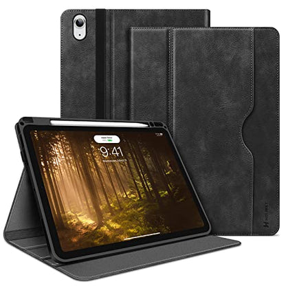 H HOLIMET Case for iPad Air 11 inch 2026 M4/2025 M3, iPad Air 4th/5th/6th Generation 10.9 Inch with Pencil Holder Pocket Typing Angle Auto Sleep/Wake Muti-Stand Vegan Leather - color: Ash Black