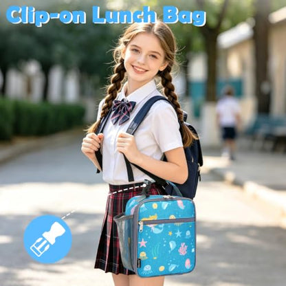 FlowFly Kids Lunch box Insulated Soft Bag Mini Cooler Back to School Thermal Meal Tote Kit for Girls, Boys, Mermaid - color: Mermaid