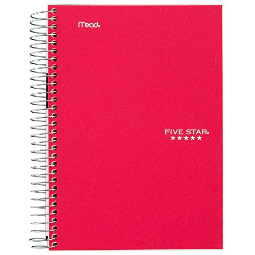 Five Star Spiral Notebook, 1 Subject, College Ruled Paper, 100 Sheets, Colored Small Note Book, Lined Paper, Home School Supplies for College Students & K-12, 7" x 5", Personal Size, Red (73968) - color: Red