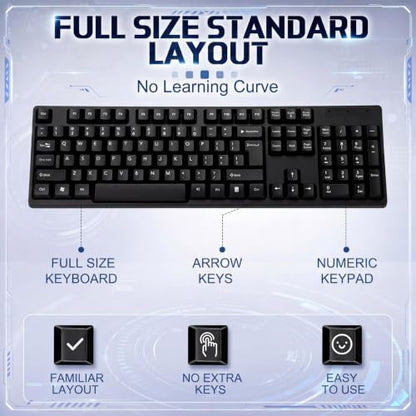 Tellegloww 48 Pcs Wired USB Keyboard and Mouse Combo Bulk 24 Corded QWERTY Keyboard 24 Mouse for Office Business Enterprise Workstation, Plug and Play Computer Peripherals for PC Desktop Laptop