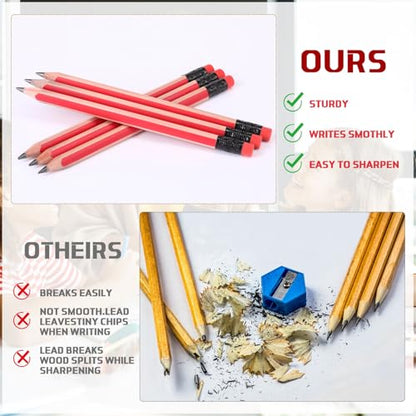Seajan 48 Pcs 6B Jumbo Pencils, Big Fat Thick Triangular Grip 7 Inch Large Pencils Refill with Eraser for Kid Beginner Preschooler Kindergarten School Office Writing Christmas(Red) - color: Red, style: 6B