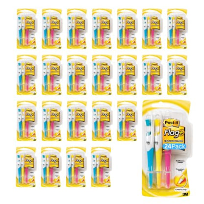 Post-it Flags + Highlighter 3-Piece set, 24-Pack, Model 689-HL3 | 50 Color Coordinated Flags + 3 Highlighters per set, 72 Total Count - style: 24 Pack