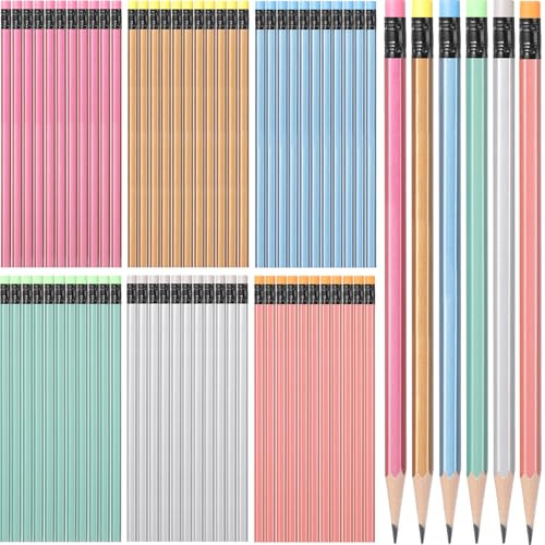 TecUnite 120 Pcs HB Pencils #2 Unsharpened Wood Cased Pencils with Eraser Hexagonal Pencil Cute Graphite No 2 Pen for Adults Gifts Exam School Office Sketching Learning (Multicolor) - color: Multicolor