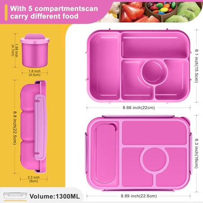 Amathley Bento Box Adult Lunch Box Kids,Lunch Containers for Adults/Kids/Toddler,5 Compartments Bento Lunch Box with Sauce Vontainers,Microwave & Dishwasher & Freezer Safe,BPA-Free (Red lily) - color: Red lily