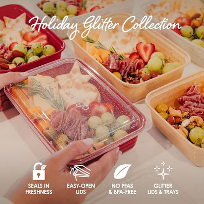 Bentgo Prep 60-Piece Holiday Food Storage Set - 1-Compartment Meal Prep Containers, 4-Cup Capacity, Reusable, Durable, PFAS & BPA-Free, Microwave/Freezer/Dishwasher Safe (Holiday Glitter Collection) - color: Holiday Glitter Collection
