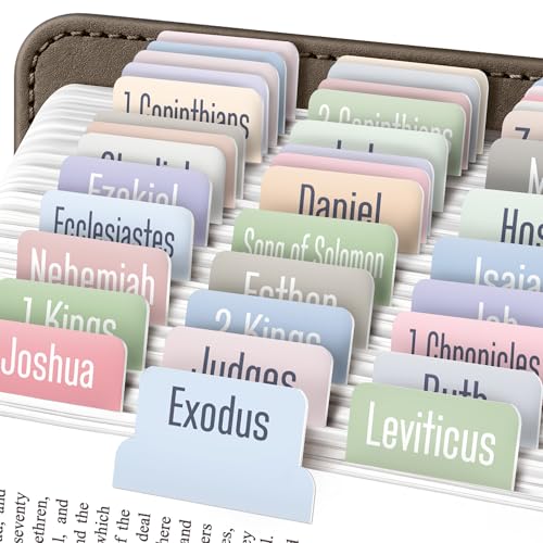 EssexWares – Morandi Solid Color Bible Tabs for Old and New Testament, 80 Large Print Tabs for Bible Study, Water-Resistant and Durable Bible Index Tabs for Women and Men - 1.7" Wide - color: Morandi
