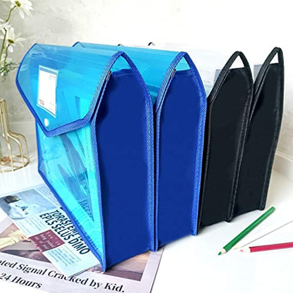YoeeJob Plastic File Folders Legal Size Expandable Document Folder with Snap Button Closure, A4 Expanding File Wallet Envelopes Pouch with Label Pocket, 2 Packs, Black - color: Black, size: 2 Pack
