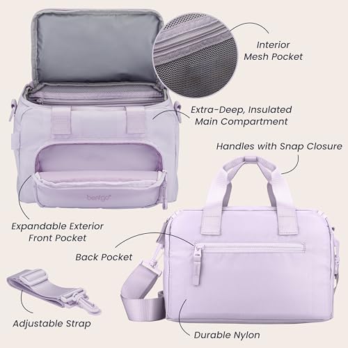 Bentgo Insulated Lunch Bag – Extra-Large Capacity Adult Lunch Bag with Shoulder Strap and External Storage Compartment, Durable, Lightweight, Ideal for Work, School, & Meals On the Go (Lavender) - color: Lavender